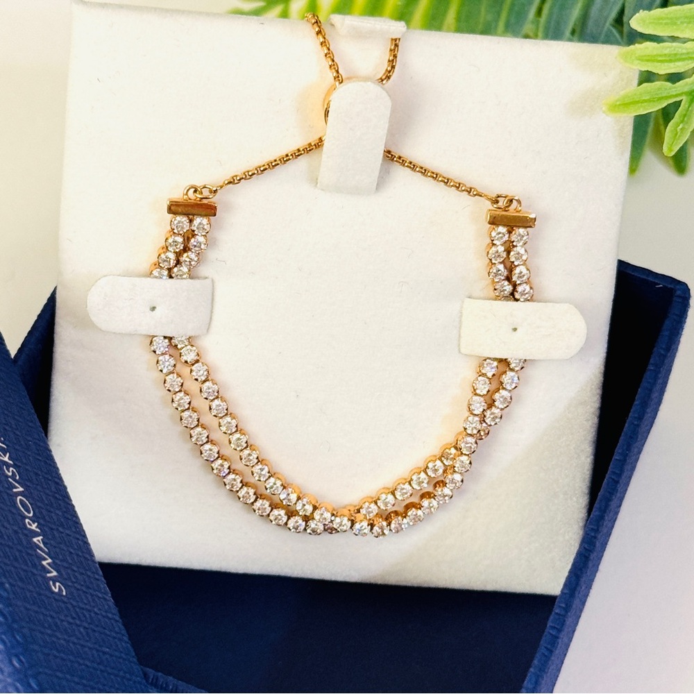 Swarovski Rose Gold Crystal Double Chain Bracelet - Picture 6 of 10